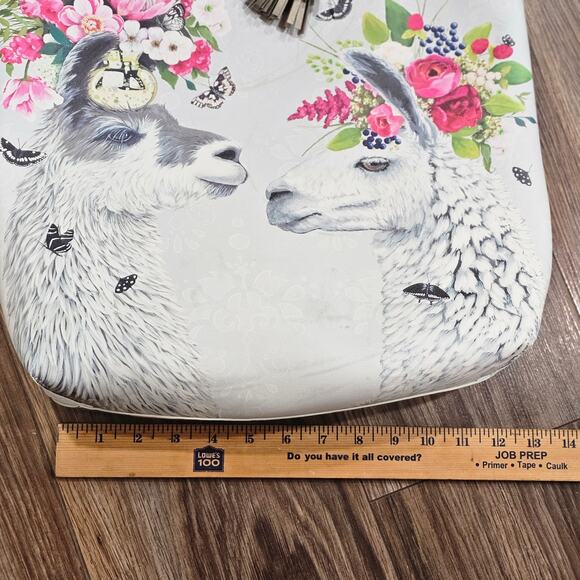 Green box art and Culture Tote bag LLamas 14 "x 13" Blue Pink - Picture 5 of 7